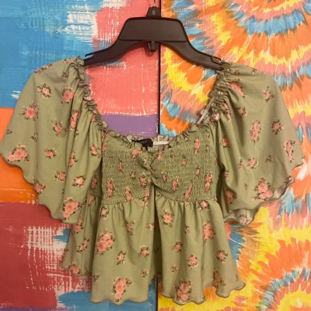 sage green crop top